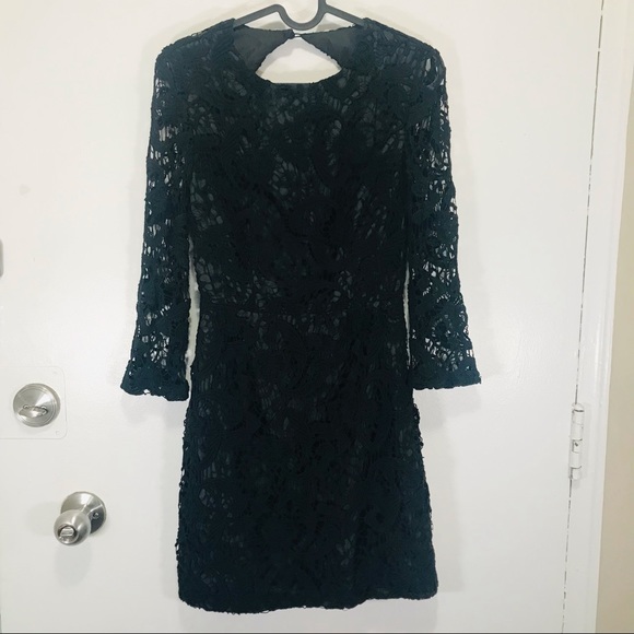 Asos black backless  3/4 sleeves mini prom dress size 4 Petite - Picture 3 of 11